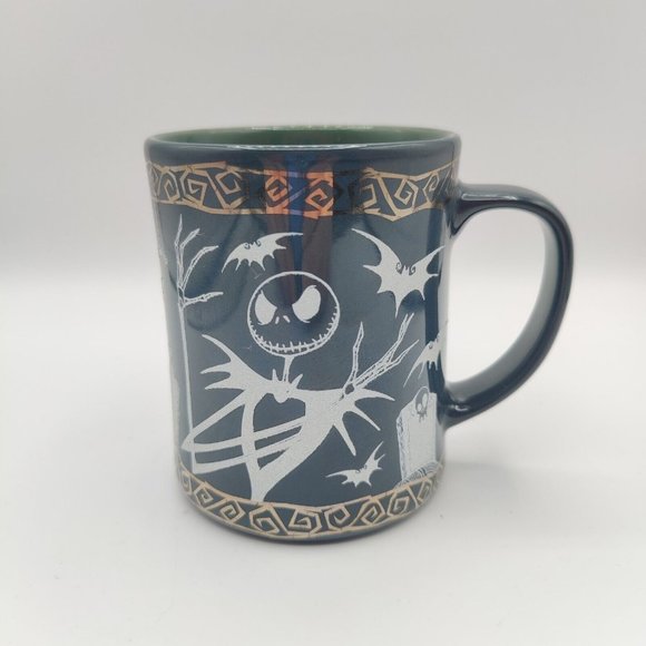 Disney Store Mug Nightmare Before Christmas Jack Skellington Green Glitter Grave - Picture 1 of 6